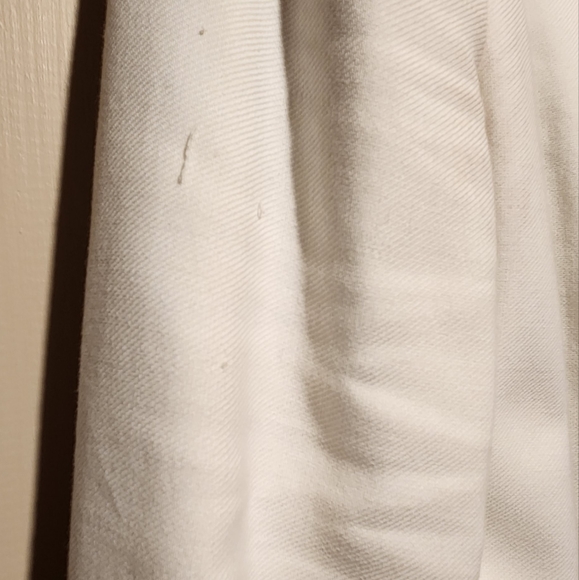 Cream jacket with tan trim. Thigh length. - Picture 2 of 4